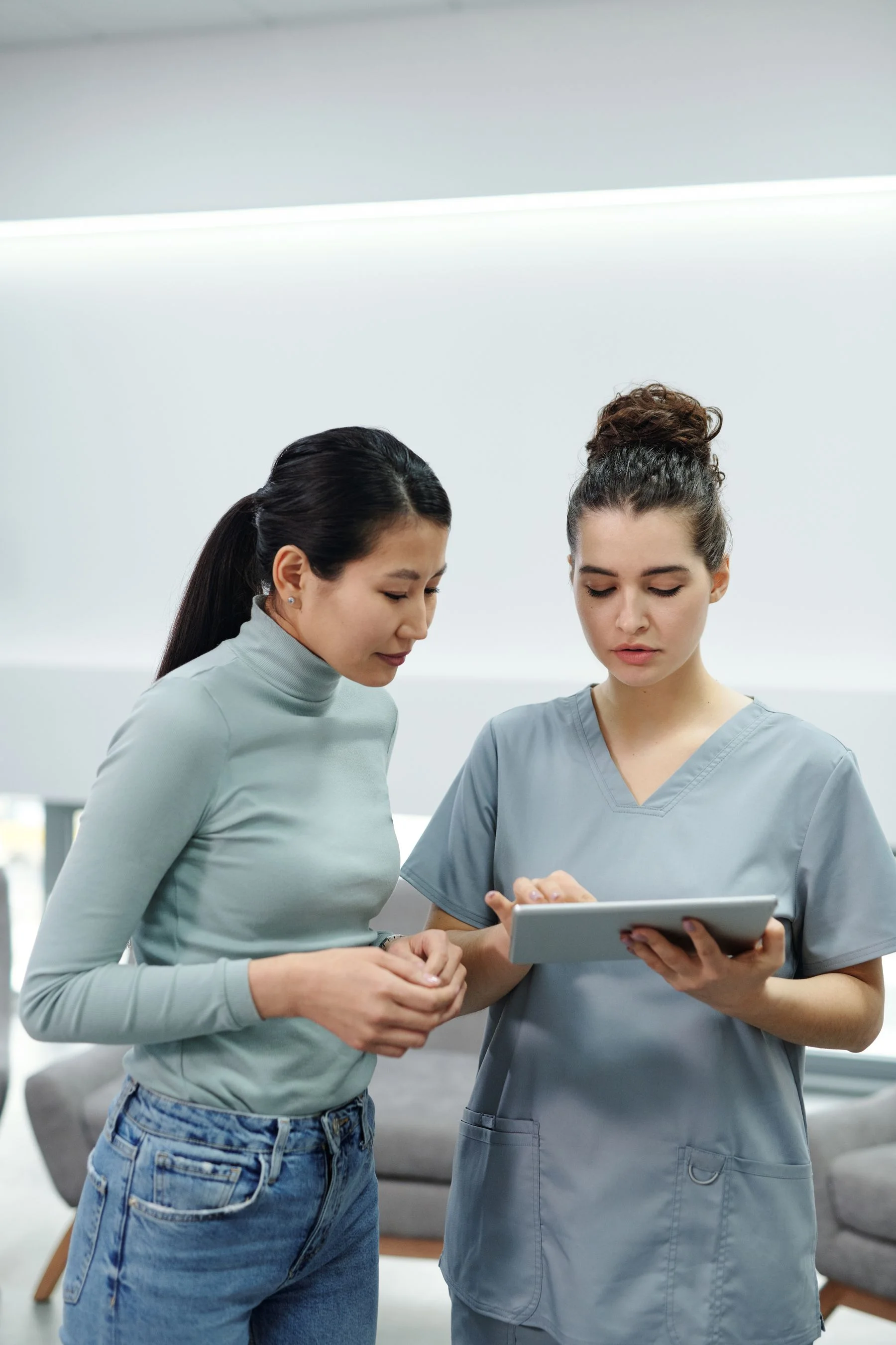 Patient reviewing appointment options on a tablet