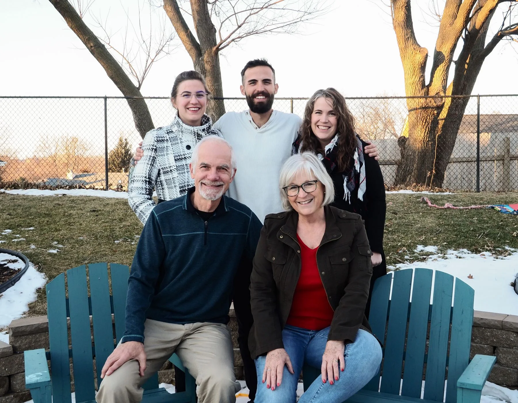 Family outdoors in winter
